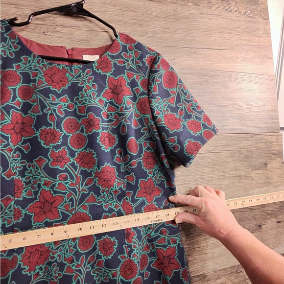 J. Crew Navy and Red Floral Midi Dress - Picture 4 of 12